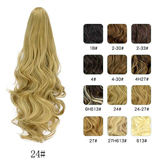 20〞Claw Ponytail Clip in Hair Extensions Hairpiece Synthetic Light Curly Soft Silky Nature Looking Heat-Resisting Different Colors for Women Fashion and Beauty-24#